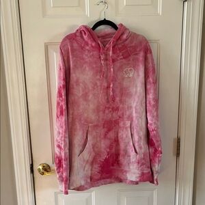 Pink Tie-Dye Hoodie with Elephant Logo